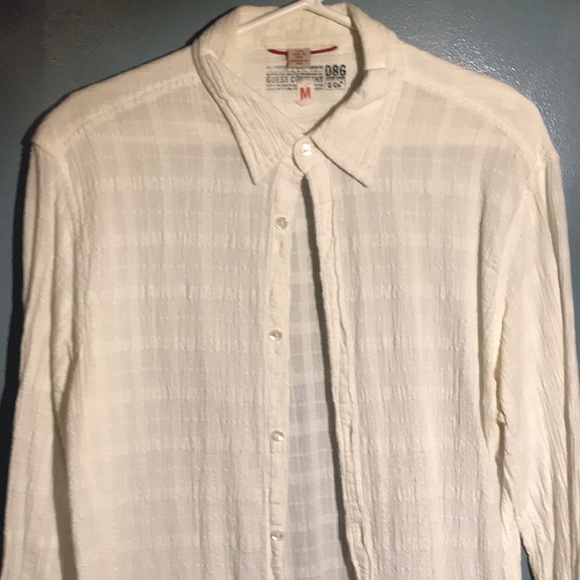 Guess Mens Long Sleeve White Button Down - Picture 3 of 16